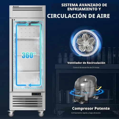 Vista 5 de Coolski Congelador comercial de 19.32 pies cúbicos con puerta sólida, ventilador de congelador de acero inoxidable de alcance vertical de 27