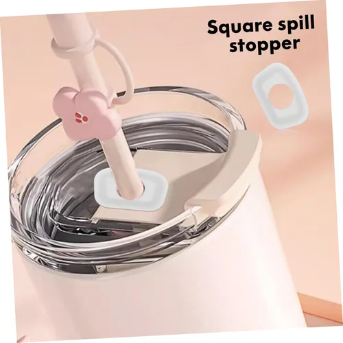 Vista 4 de COLLBATH Juego de tapones de silicona para derrames de 12 piezas, incluye tapones, fundas para popote y cepillos de limpieza compatibles