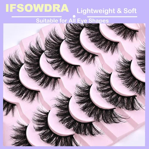 Vista 6 de IFSOWDRA Paquete de pestañas de ojo de gato, aspecto natural, corta, Wispy Strip Mink Lashes Pack