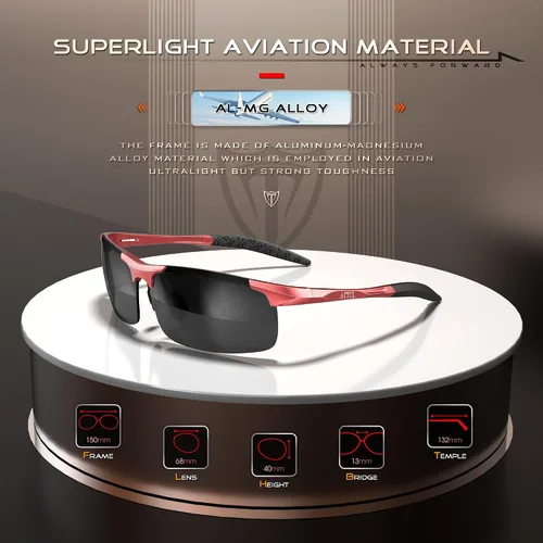 Vista 3 de ATTCL Men's Fashion Driving Polarized Sunglasses for Men - Al-Mg metal Ultralight Frame