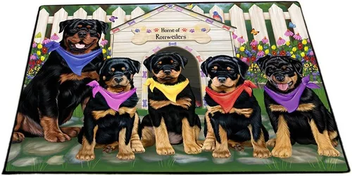 Vista 13 de Doggie of the Day Rottweiler Dogs Floor Mat - 4th of July Independence Day - Best Dog Doormat - Protector Decor - Unique Portrait Art - Premium