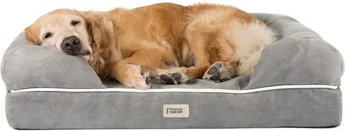 Vista 11 de Friends Forever - Cama ortopédica para perros medianos, cama de espuma viscoelástica impermeable para perros M con funda extraíble y lavable, gris