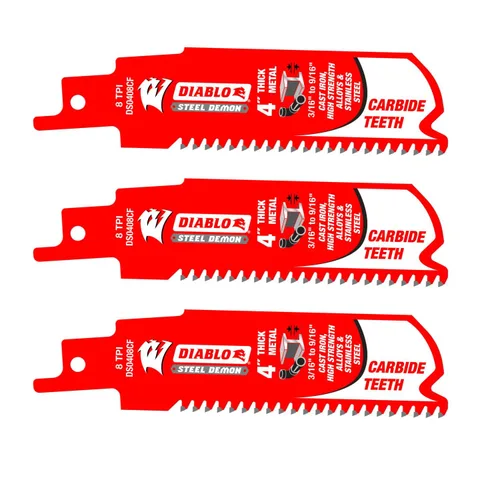 Vista 4 de Diablo Steel Demon Hoja de sierra alternante con dientes de carburo para metal grueso - 4" de longitud, 8 TPI - DS0408CF