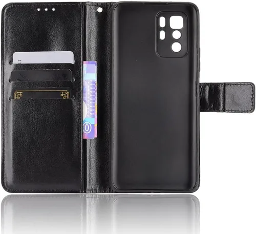 Vista 4 de Funda para Xiaomi Redmi Note 10 Pro 5G, Funda de cuero con tapa para Xiaomi Poco X3 GT/Redmi Note 10 Pro 5G Case Negro