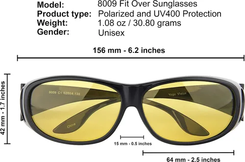 Vista 3 de Success Eyewear Gafas de conducción nocturna antirreflejos, visión nocturna, tinte amarillo, reducción de deslumbramiento, ajuste sobre gafas de sol