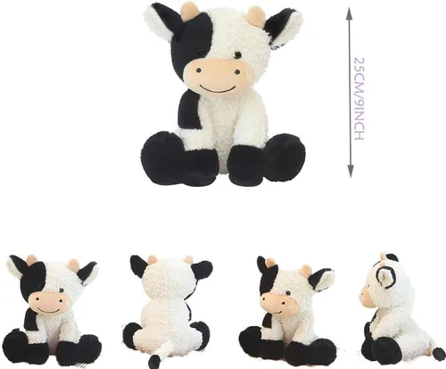 Vista 5 de Animales de peluche de vaca de 9 pulgadas, peluche de vaca suave para niños