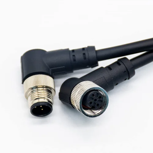 Vista 3 de Elecbee M12 Conector de ángulo recto macho a hembra A-Coding 1M AWG22 hembra a macho Cable M12 (5 pines)