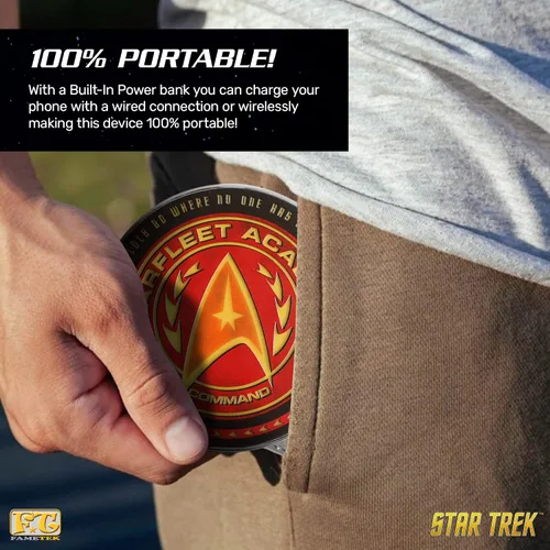 Vista 5 de Cargador Inalámbrico Iluminado Star Trek con Paquete de Batería de Respaldo Integrado para Carga Alámbrica y Sin Alambres – Cargador de Teléfono