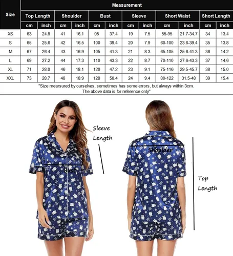 Vista 7 de SWOMOG Womens Silk Satin Pajamas Set Two-piece Pj Sets Sleepwear Loungewear Button-Down Pj Sets