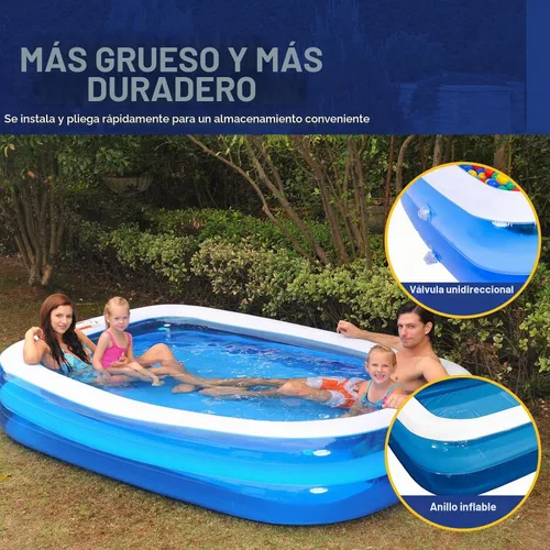 Vista 3 de Juego de piscina inflable con anillo superior para jardín, prado, campo, piscina redonda, color azul