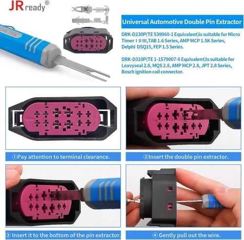 Vista 2 de JRready ST5253 - Herramienta de extracción de conectores de pines de 0.079 in, kit de herramientas de extracción de terminales de 0.118 in