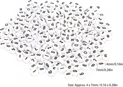 Vista 2 de Zunate 500 Pcs Acrylic Beads with Numbers 0-9 for DIY Jewelry Making, Craft Supplies, Handmade Bead Accessories