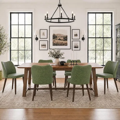 Vista 8 de MALOL Juego de 4 sillas de comedor, sillas de cocina tapizadas de tela con respaldo curvo, asiento acolchado y patas de madera maciza, silla