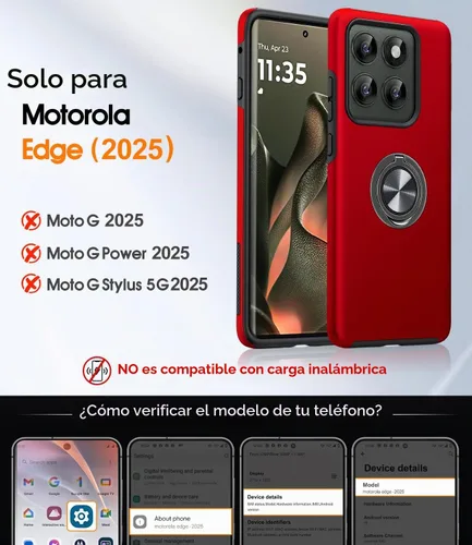 Vista 2 de JAME for Motorola Edge 2025 Case with Ring Stand Slim Shockproof Phone Case Cubierta de doble capa de grado militar resistente a prueba de golpes