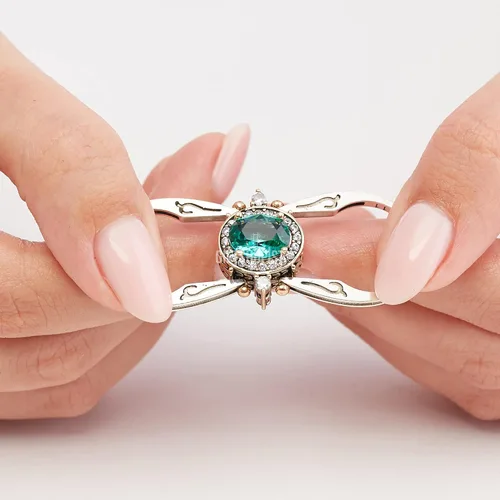 Vista 6 de Elegant Reversible 925 Sterling Silver Ring for Women Jewelry - Handcrafted in Turkey, Featuring Oval Cut Paraiba Tourmaline and Topaz 925 Sterling