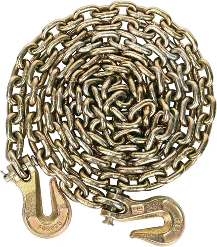 Vista 10 de AAIN - Cadena de amarre de transporte de 3/8 pulgadas x 10 pies para sujeción, 7,100 libras WLL, cadena de remolque resistente G80 con ganchos