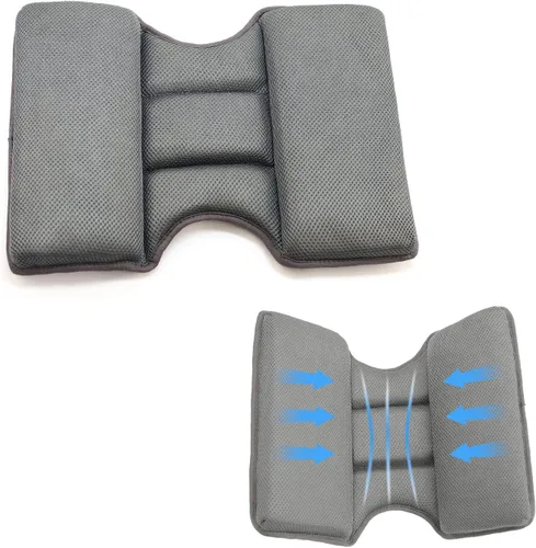 Vista 2 de Almohada de apoyo lumbar para automóvil, diseño ergonómico con 5 secciones ideal para conducción larga, funda de malla 3D transpirable y correa