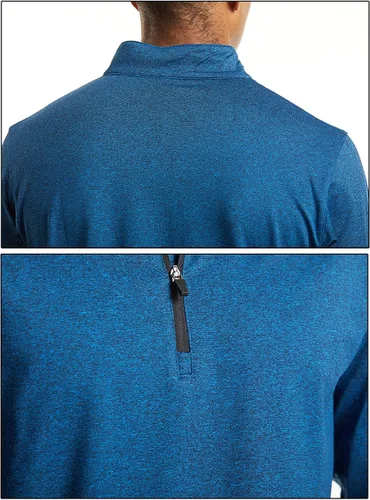 Vista 4 de MAGCOMSEN Camisas deportivas para correr para hombre, sudadera de manga larga con cremallera de 14
