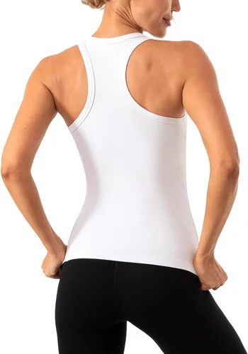 Vista 4 de Ukaste Camiseta sin mangas para mujer Studio Essential con cuello redondo y espalda cruzada para yoga
