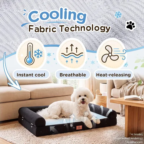 Vista 13 de GTPLAYER Dog Bed, Egg-Crate Foam Pressure Relief with Waterproof Washable Pet Bed 23.6" with 2-in-1 Cooling/Warming Pad, Non-Slip Bottom, Detachable
