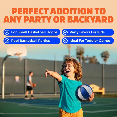 Vista 5 de PlayBolt Mini pelotas de baloncesto de goma de 7 pulgadas, tamaño 3 (paquete de 4) – Baloncesto de piscina para niños en varios colores interiores