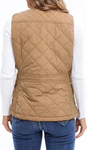 Vista 3 de Argstar Chaleco acolchado ligero con bolsillos y cremallera para mujer chaleco acolchado XS-2XL
