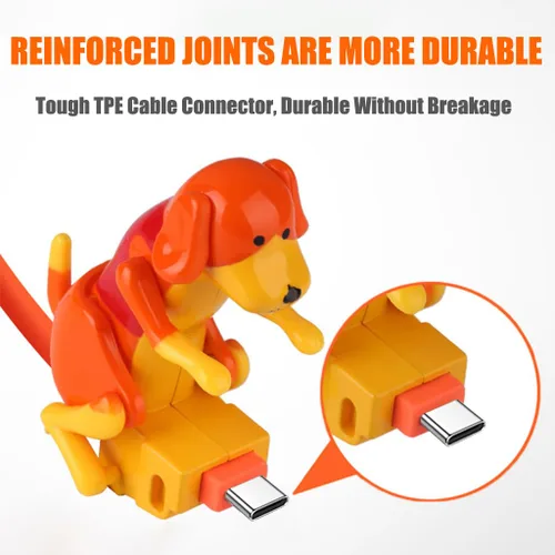 Vista 5 de Funny Dog - Cable de carga USB de 4 pies para Android (cable Android, naranja)