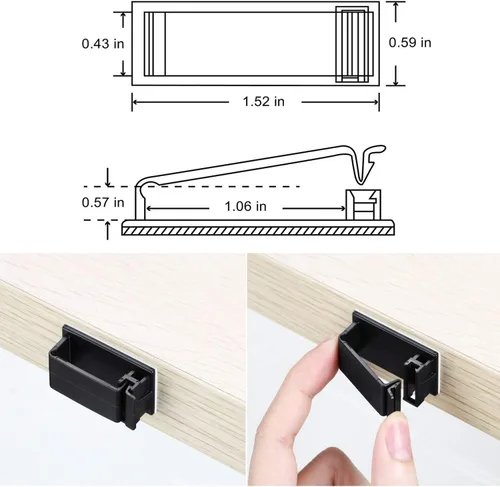 Vista 2 de Paquete de 50 clips autoadhesivos para organizar cables, organizadores de cables, soportes de cable para TV, PC, portátil, cable Ethernet 27B negro