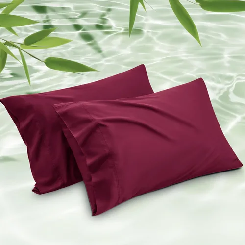 Vista 27 de Bedsure Fundas de almohada de tamaño estándar, fundas de almohada refrescantes, rayón derivado de bambú, color gris oscuro, juego de 2, fundas