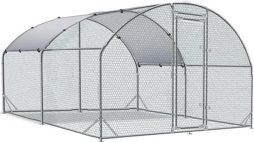 Vista 11 de TOLEAD Gallinero de metal grande mejorado con malla de alambre de tres soportes, corral de pollo, con cubierta resistente al agua y anti-UV, casa
