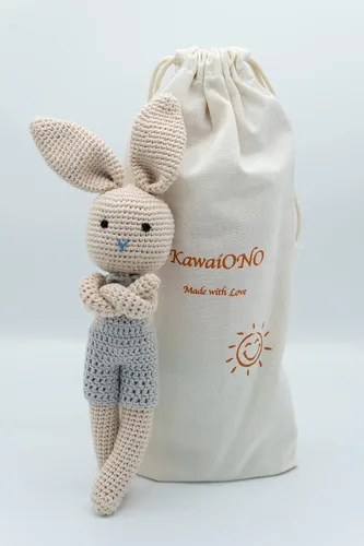 Vista 2 de Bunny Family, Bunny Dad Muñeca de Peluche de Ganchillo, Muñeca Amigurumi para Bebé/Niño Pequeño