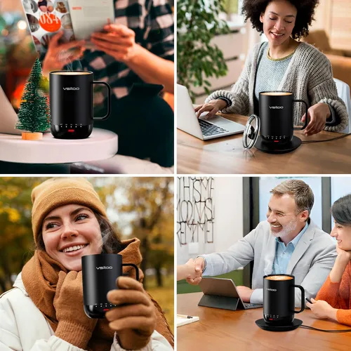 Vista 9 de Vsitoo S3 Pro - Taza de café autocalentable de 16 onzas con sensación automática que se calienta a 120-150 ℉ 2-4 Hour Battery, 5400mAh, IPX7