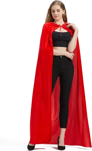 Vista 4 de Capa con capucha unisex con capucha para hombres y mujeres, capa de bruja de vampiro, disfraz de Halloween y Navidad
