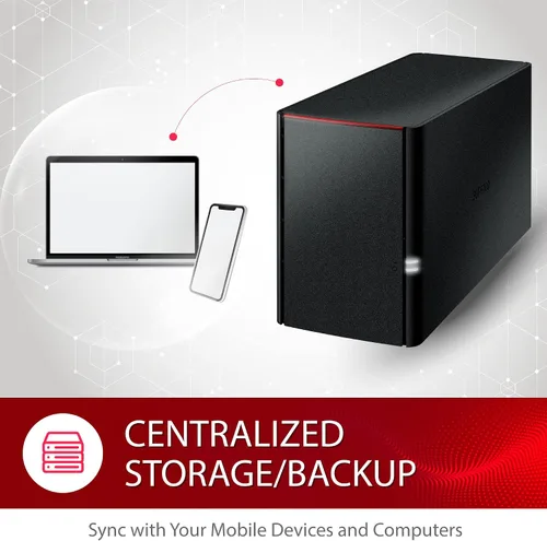 Vista 5 de BUFFALO LinkStation SoHo 220 2-Bay Personal Cloud Office NAS 8TB (2x4TB) con discos duros incluidos