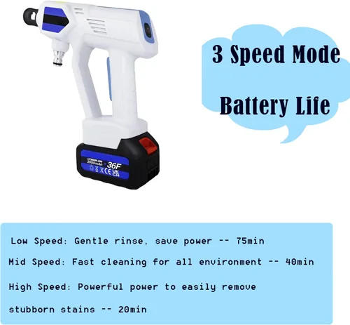 Vista 4 de Lavadora portátil de coche con 2 baterías recargables de 3000 mAh, cargador rápido, lavadora inalámbrica de alta presión para coche, máquina