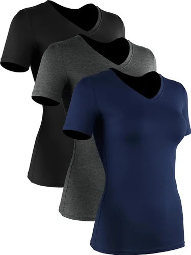 Vista 8 de CADMUS - Camisetas de compresión para mujer, paquete de 3/4/5 unidades, para correr, atléticas, de manga corta, para entrenamiento, yoga, gimnasio