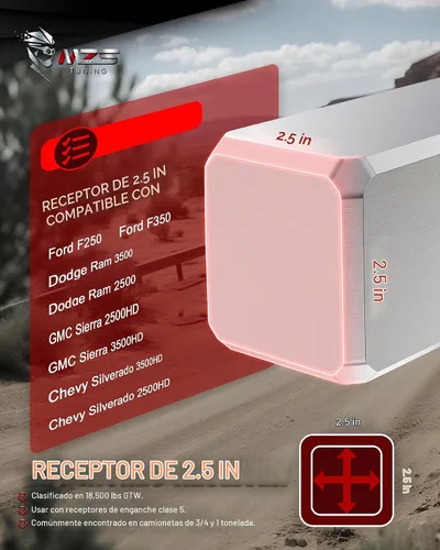 Vista 4 de MZS Enganche de remolque ajustable de aluminio mejorado, se adapta a receptor de 2.5 pulgadas, enganche de remolque de caída resistente con caída