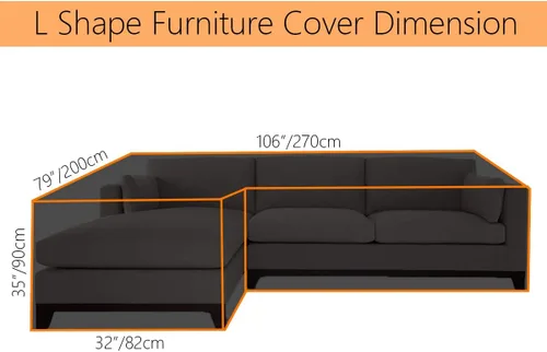 Vista 5 de Fundas para muebles de patio al aire libre, resistentes, impermeables, en forma de L, para sofá esquinero, a prueba de polvo, resistente al viento