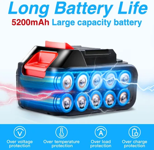 Vista 3 de Mini motosierra inalámbrica de 8 pulgadas con 2 baterías de 5200 mAh, motosierra eléctrica portátil, engrasador automático, sierra de mano pequeña a