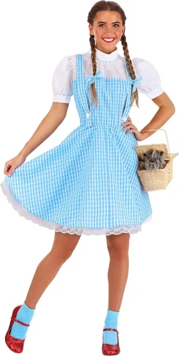 Vista 2 de Jerry Leigh Disfraz de Dorothy del mago de Oz para mujer, vestido azul de Kansas Girl para cosplay de película, obras escolares y Halloween