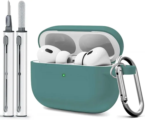 Vista 9 de Funda para AirPods Pro con kit de limpieza, funda de silicona suave para Apple AirPod Pro de 1ª/2ª generación, accesorios de funda AirPods Pro/Pro 2