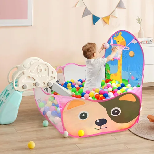 Vista 4 de Piscina de pelotas para niños, tienda de campaña desplegable para niños, piscina de pelotas para niños pequeños, corralito de juegos con aro