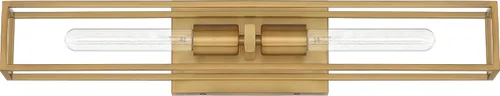 Vista 8 de Quoizel LGN8624WS Leighton - Lámpara de pared para baño, 2 luces, 200 vatios, latón desgastado (5 pulgadas de alto x 24 pulgadas de ancho)