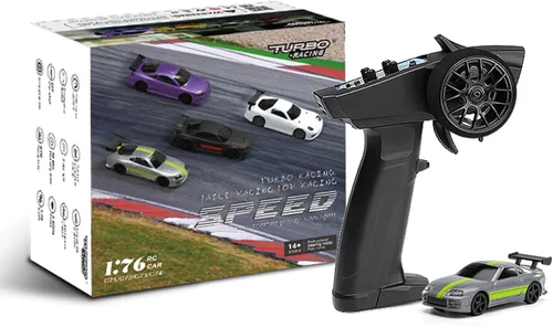 Vista 11 de 1:76 Turbo Racing Scale RC Sport Car, Carreras de mesa Control remoto Mini modelo de coche completo proporcional RTR Kit Juguetes (Baoma mini-rojo)