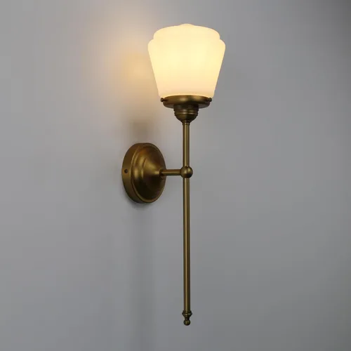Vista 9 de Pathson Modern Wall Sconce Light with Milk White Glass, Hardwired Bathroom Wall Vanity Lamp, Mid-Century Rustic Decor for Living Room Bedroom