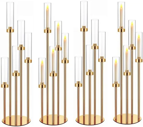 Vista 33 de Centros de mesa de candelabro negro de 35 pulgadas, 10 piezas, para mesas, 5 brazos, centros de mesa de boda para decoraciones