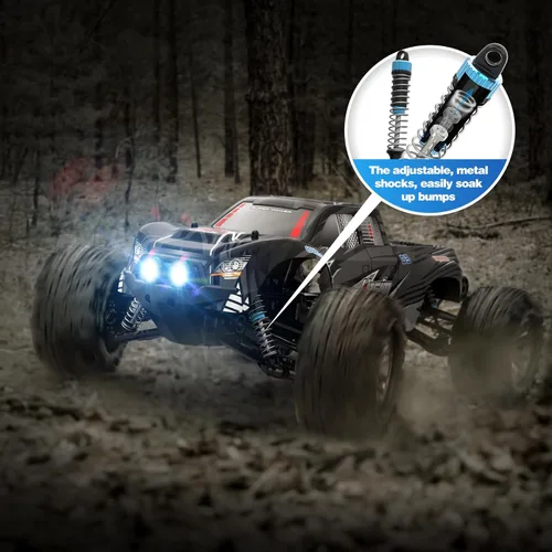 Vista 4 de Hosim Camión a control remoto a escala 1:10 de más de 48 KMH para adultos, 4 x 4 todo terreno, auto RC eléctrico impermeable para niños de 8 a 12