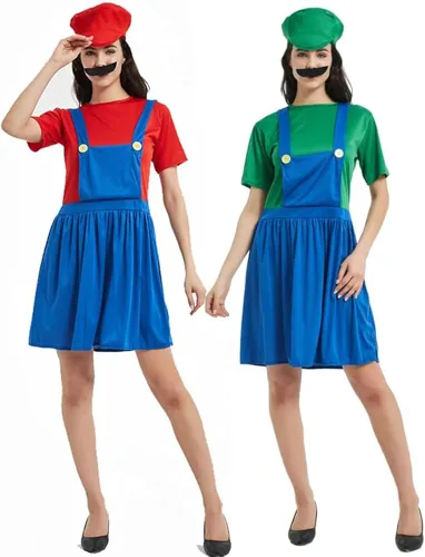 Vista 5 de VISVIC Disfraz de Super Brothers para Halloween, cosplay, clásico, unisex, para hombres, mujeres, adultos, niños y adolescentes