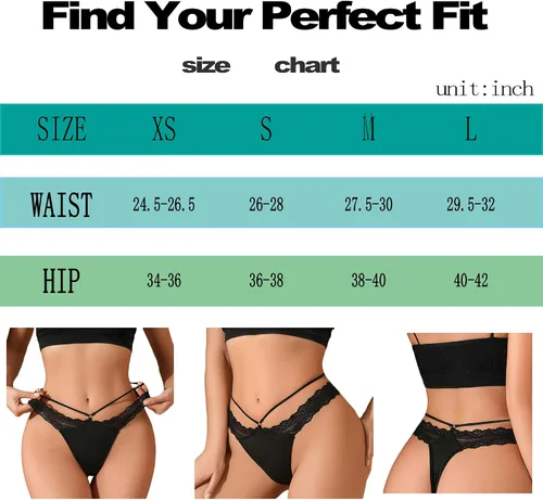 Vista 5 de Lyeacs Tangas de encaje para mujer, cómodas y transpirables, paquete de ropa interior sexy y atrevida