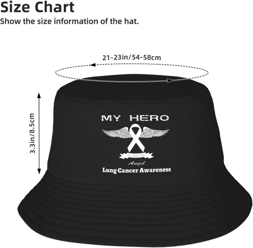 Vista 2 de My Hero is Now My Angel Lung Cancer Awareness Bucket Hats Double-Woven for WomenMen Adult Fisherman's Hat Sun Cap Packable Outdoor Fisherman Hat